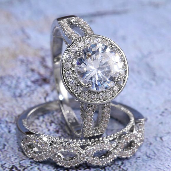 NEW 925 Silver White Sapphire Wedding Ring - Picture 4 of 6